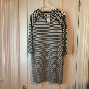 Black and white striped dress